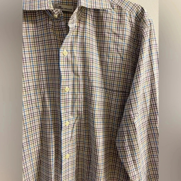 Peter Millar men button up shirt casual long sleeve plaid Medium - Picture 2 of 7